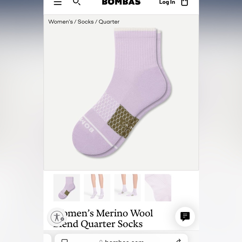 Bombas Merino Quarter Socks Purple Large